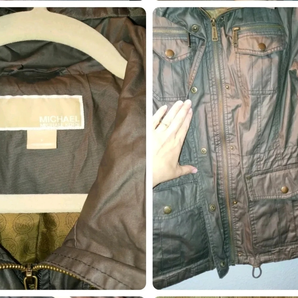 Michael Kors Hooded Parka Jacket lightweight Small outdoors minimalist Green - Picture 3 of 4